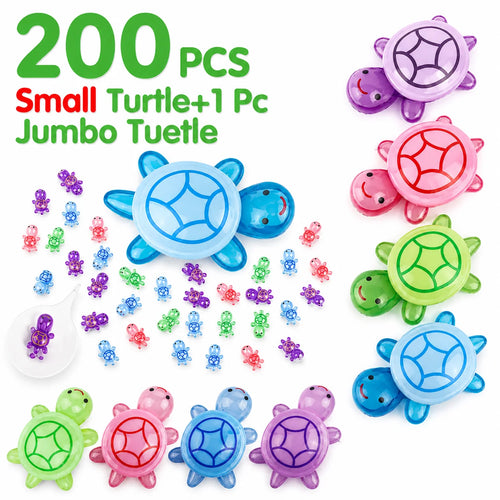200-piece glow-in-the-dark mini turtle set with one jumbo turtle container