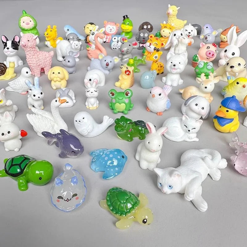 Large assortment of mini resin zoo, farm and pet animal figures