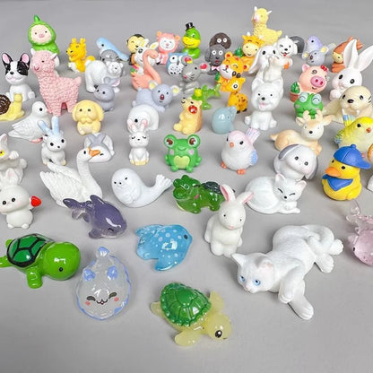 Large assortment of mini resin zoo, farm and pet animal figures