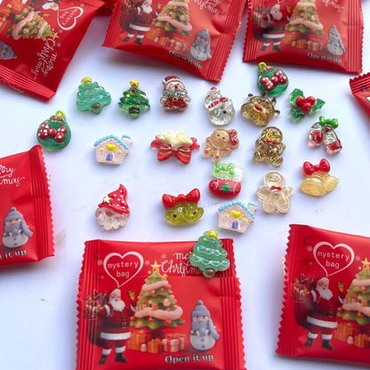Assorted Christmas mystery bags and miniature luminous holiday ornaments