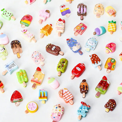 Large assortment of colorful kawaii ice cream and popsicle charms