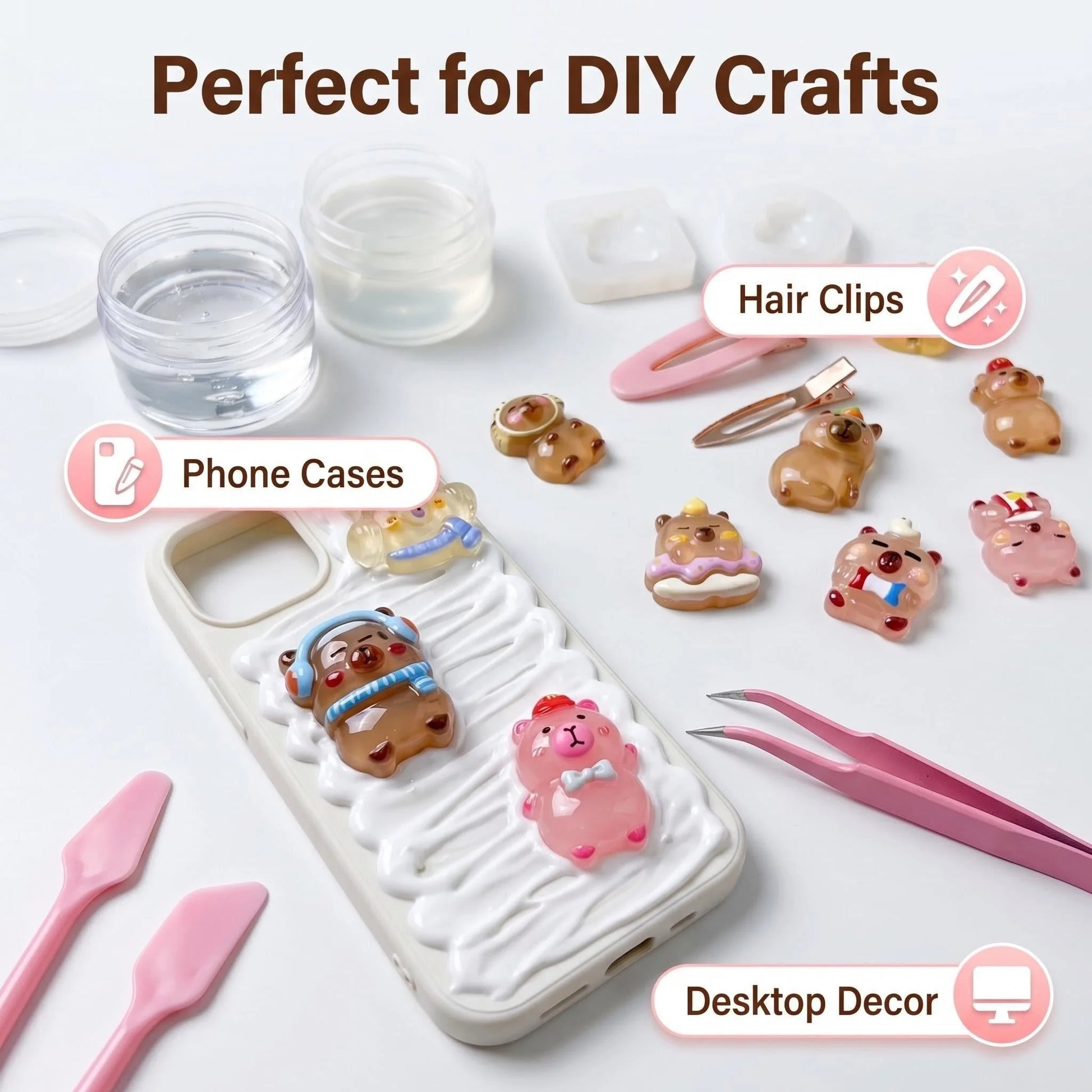 Capybara resin charms used for phone cases, hair clips and desktop crafts