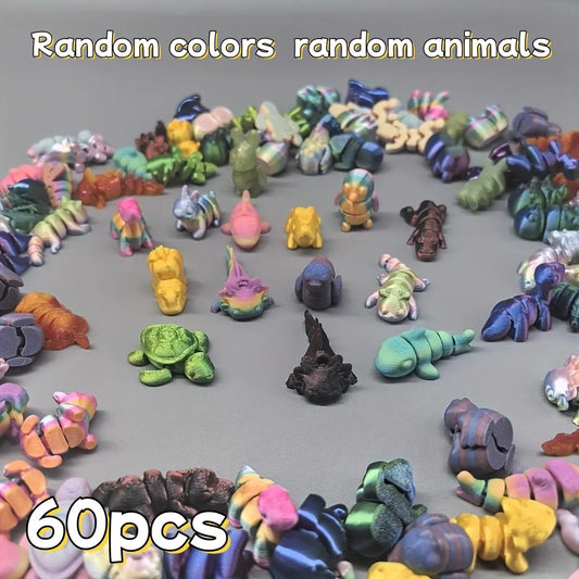 60-Piece 3D-Printed Animal Kingdom Model Set, Unique Animal Design Decorations for Room,…