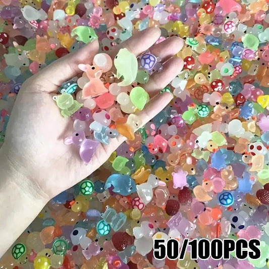 50/100pcs Hybrid Luminous Glowing Glow-in-the-Dark Cute Mini Animal Party Decorations,…