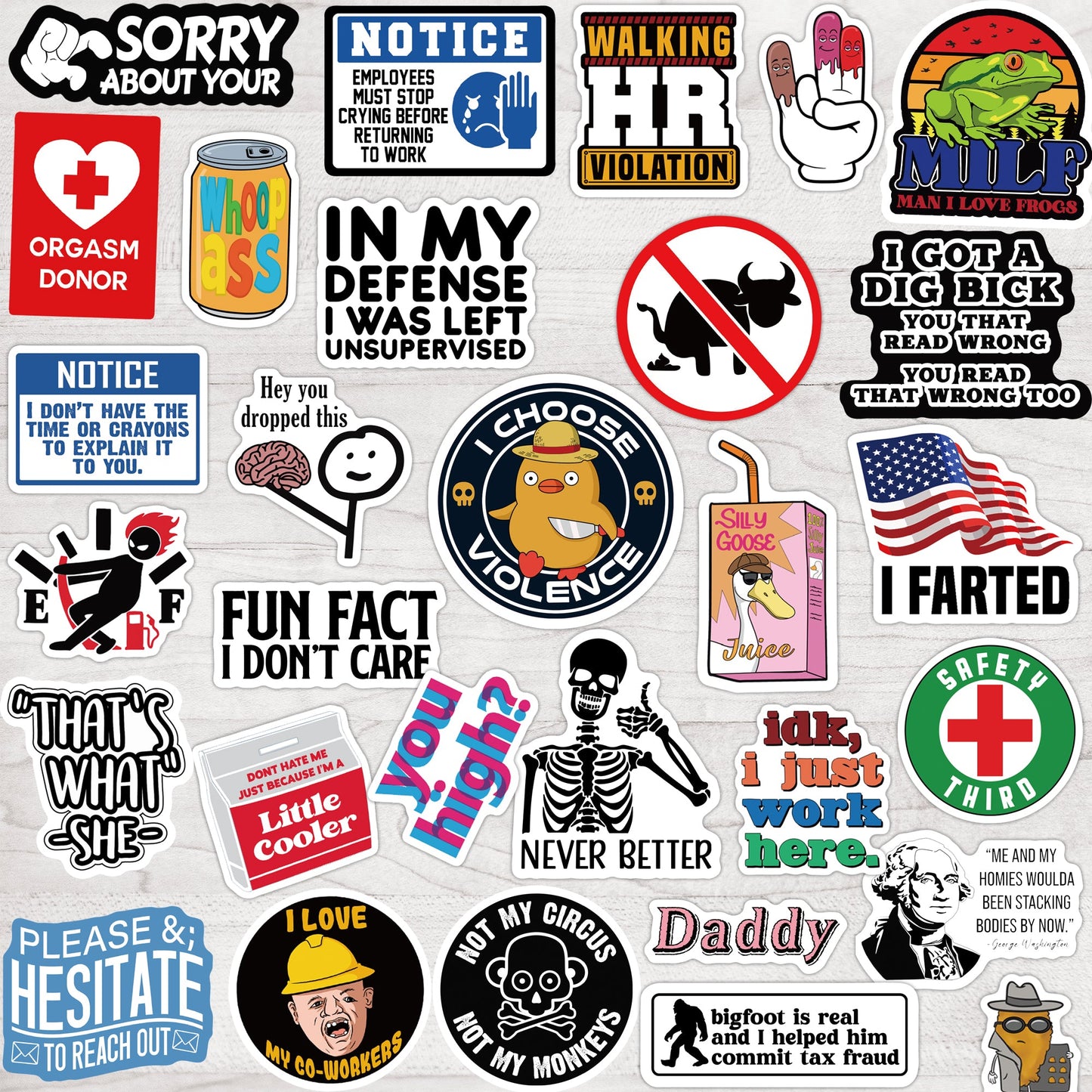 100-200 PCS Funny Stickers for Adults