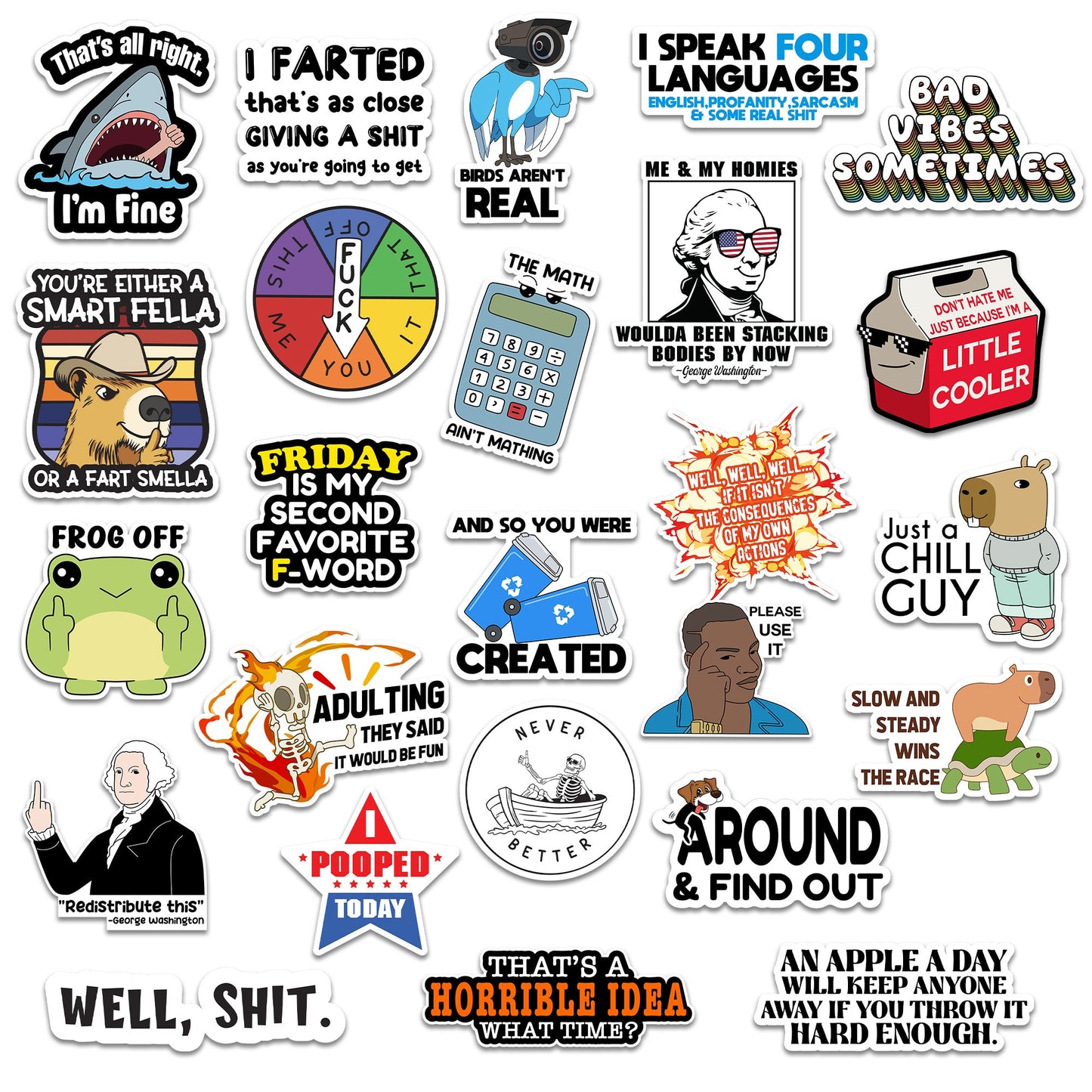 100 PCS Sarcastic Stickers for Adults