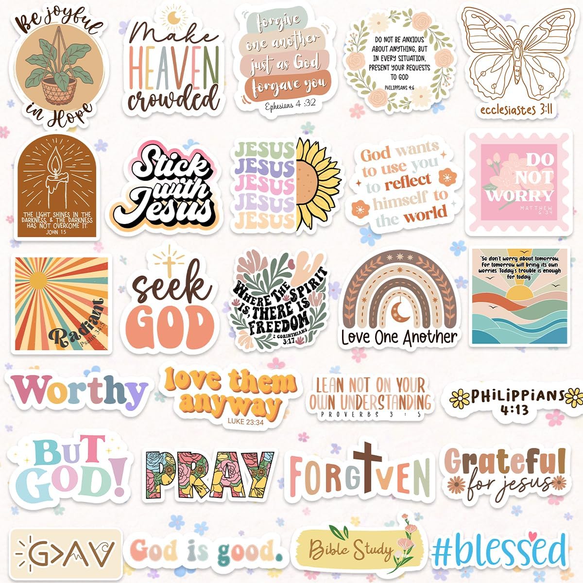 Faith That Sticks by Puraesla – 300PCS Holographic Christian Bible Verse Stickers, Inspirational Scripture & Jesus Deca…