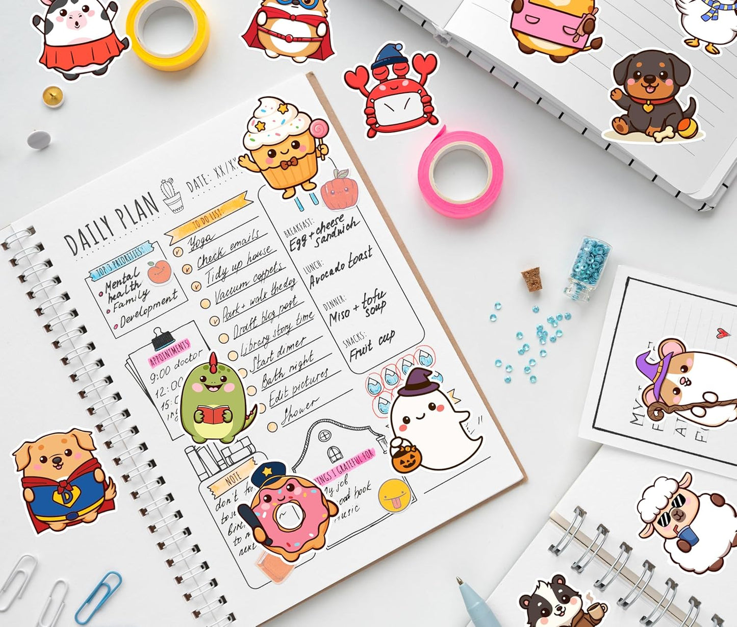 Pocket Pals by Puraesla – 156PCS Cute Animal Stickers for Kids, Waterproof Vinyl Water Bottle Stickers, Self-Adhesive P…