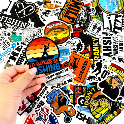 74pcs Funny Fishing Stickers Waterproof