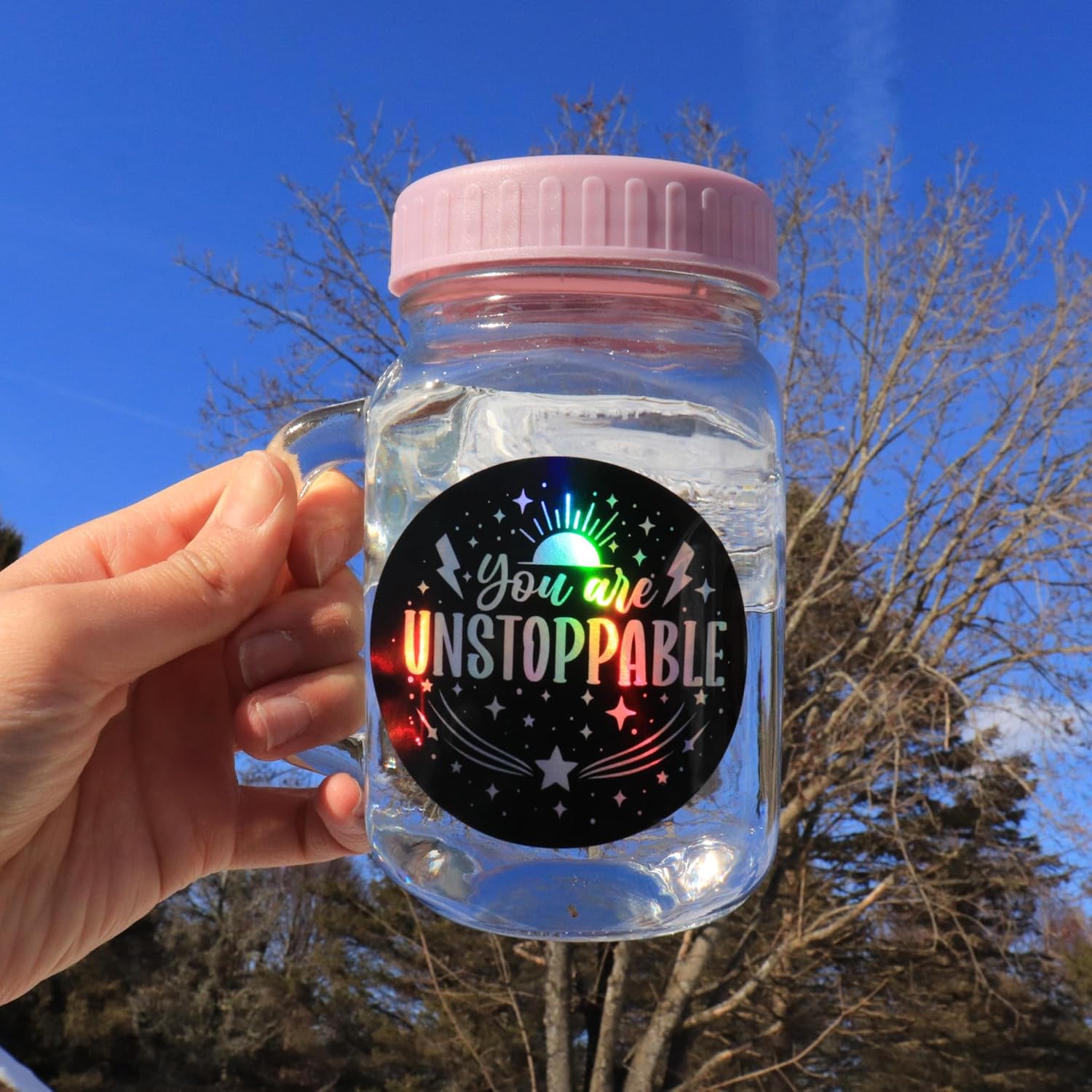To the Stars Who Listen – Lumina Series Holographic Affirmation Stickers (100pcs)
