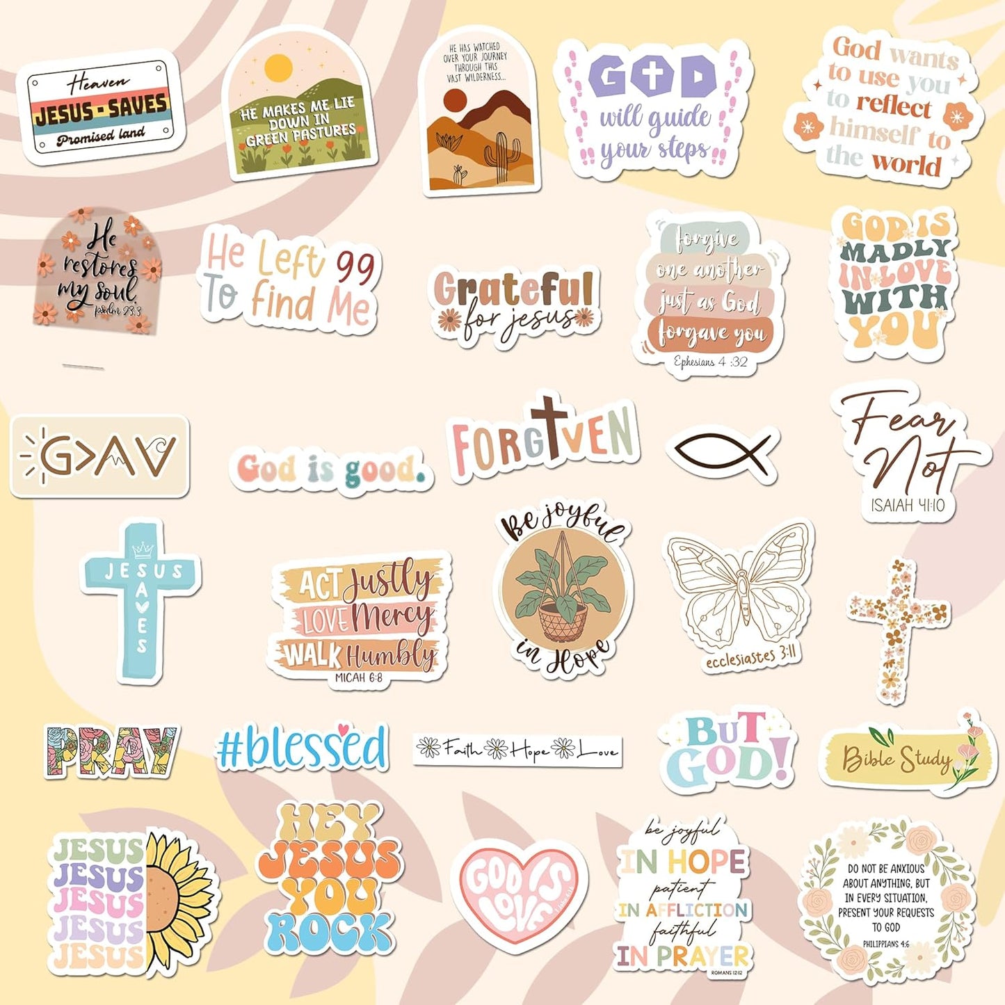 Faith That Sticks by Puraesla – 300PCS Holographic Christian Bible Verse Stickers, Inspirational Scripture & Jesus Deca…