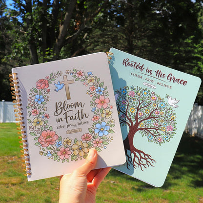 2PCS Christian Coloring Books by Puraesla - for Adults or Kids, Jesus Faith Bible in a Year Art, Religious Scripture Bi…