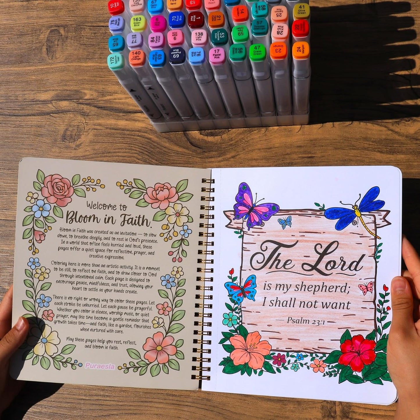 2PCS Christian Coloring Books by Puraesla - for Adults or Kids, Jesus Faith Bible in a Year Art, Religious Scripture Bi…