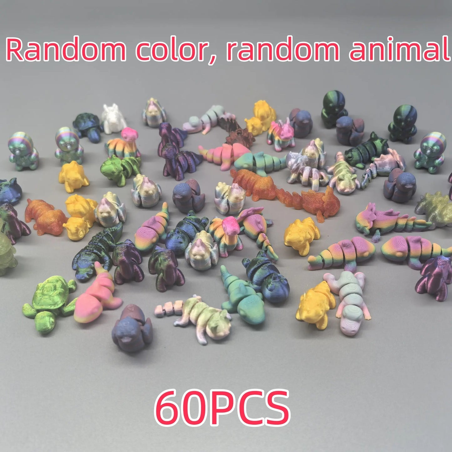 60-Piece 3D-Printed Animal Kingdom Model Set, Unique Animal Design Decorations for Room,…