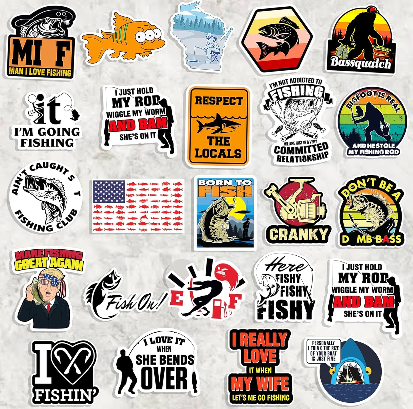 74pcs Funny Fishing Stickers Waterproof