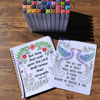 2PCS Christian Coloring Books by Puraesla - for Adults or Kids, Jesus Faith Bible in a Year Art, Religious Scripture Bi…