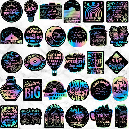 To the Stars Who Listen – Lumina Series Holographic Affirmation Stickers (100pcs)