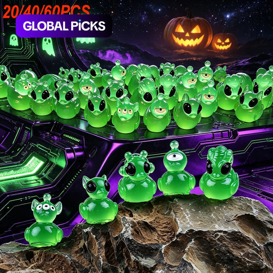 Mini Alien Resin Ducks, Fun Space-Theme Festive Decorations, Quirky Desk Ornaments,…