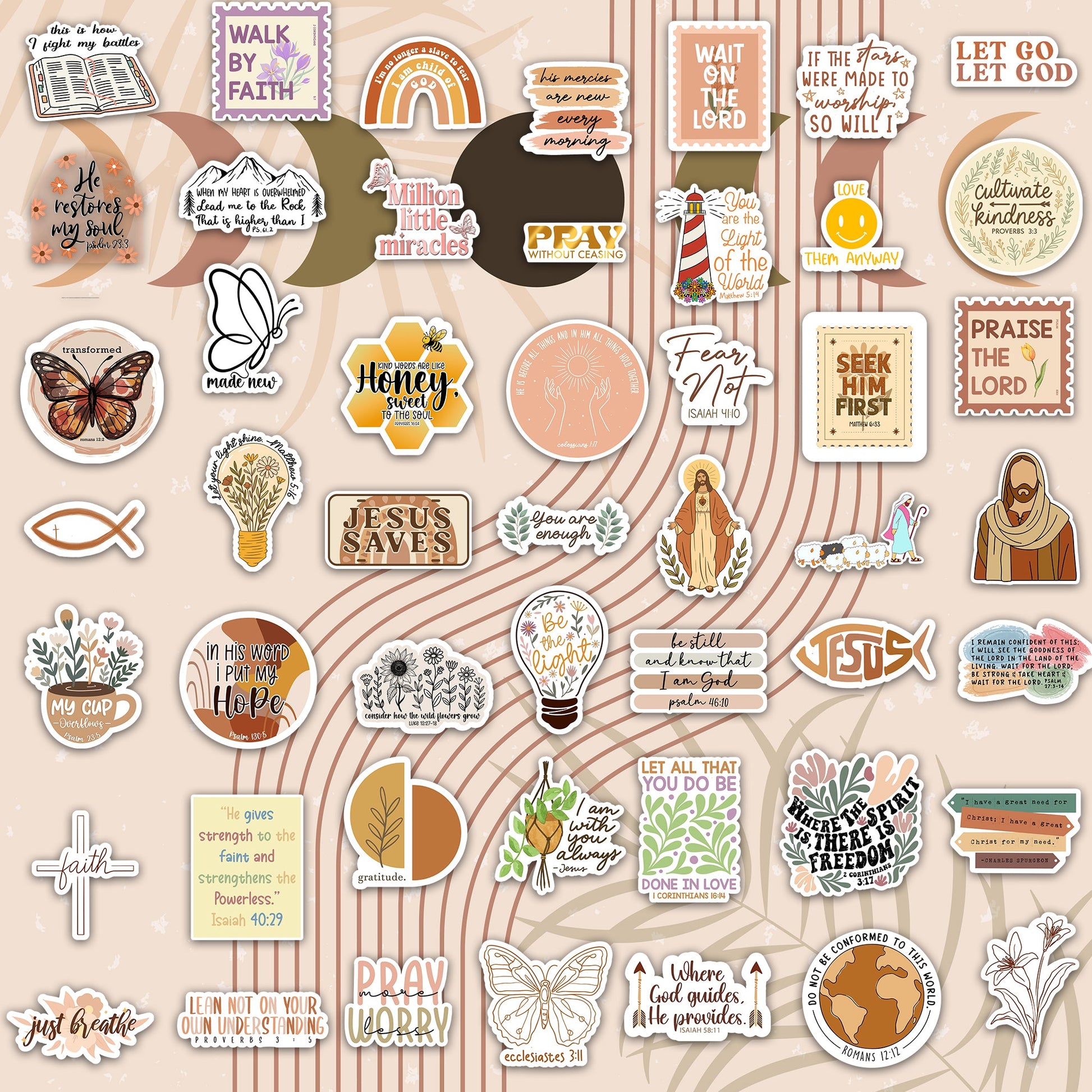 160pcs Boho Christian Inspirational Bible Verse Stickers