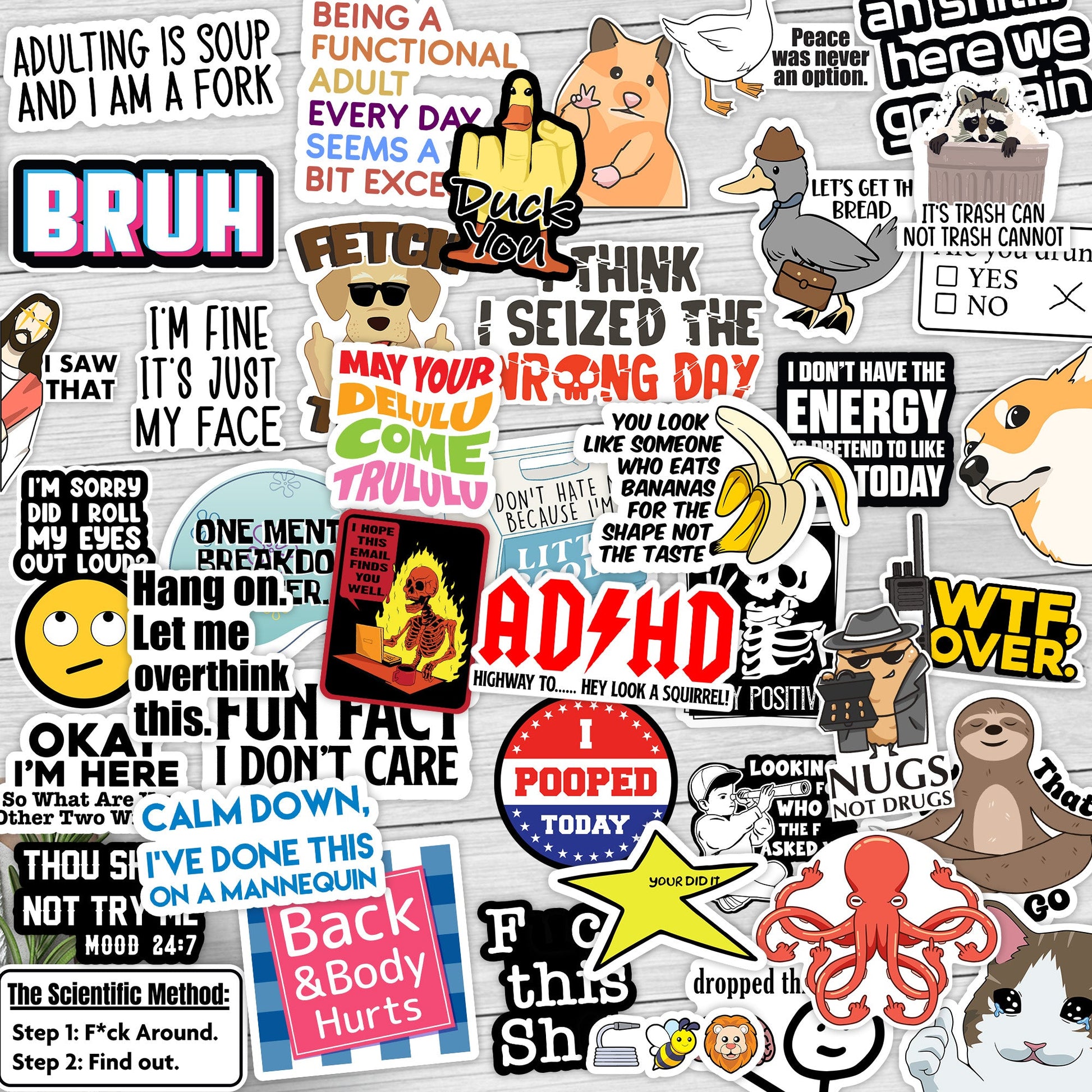 130 Pcs Funny Saying Stickers for Adults Quote Water Bottles Stickers Pack Waterproof Cool Accesory for Laptop, Bumper,…