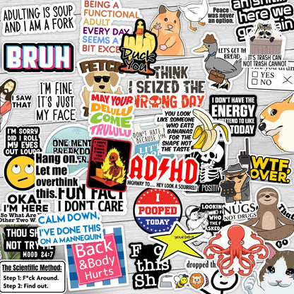 130 Pcs Funny Saying Stickers for Adults Quote Water Bottles Stickers Pack Waterproof Cool Accesory for Laptop, Bumper,…