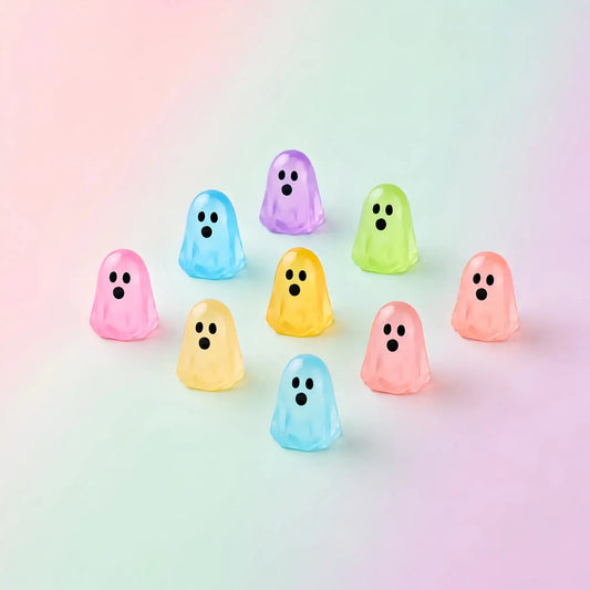 Colorful glow-in-the-dark mini ghost mystery bag figures